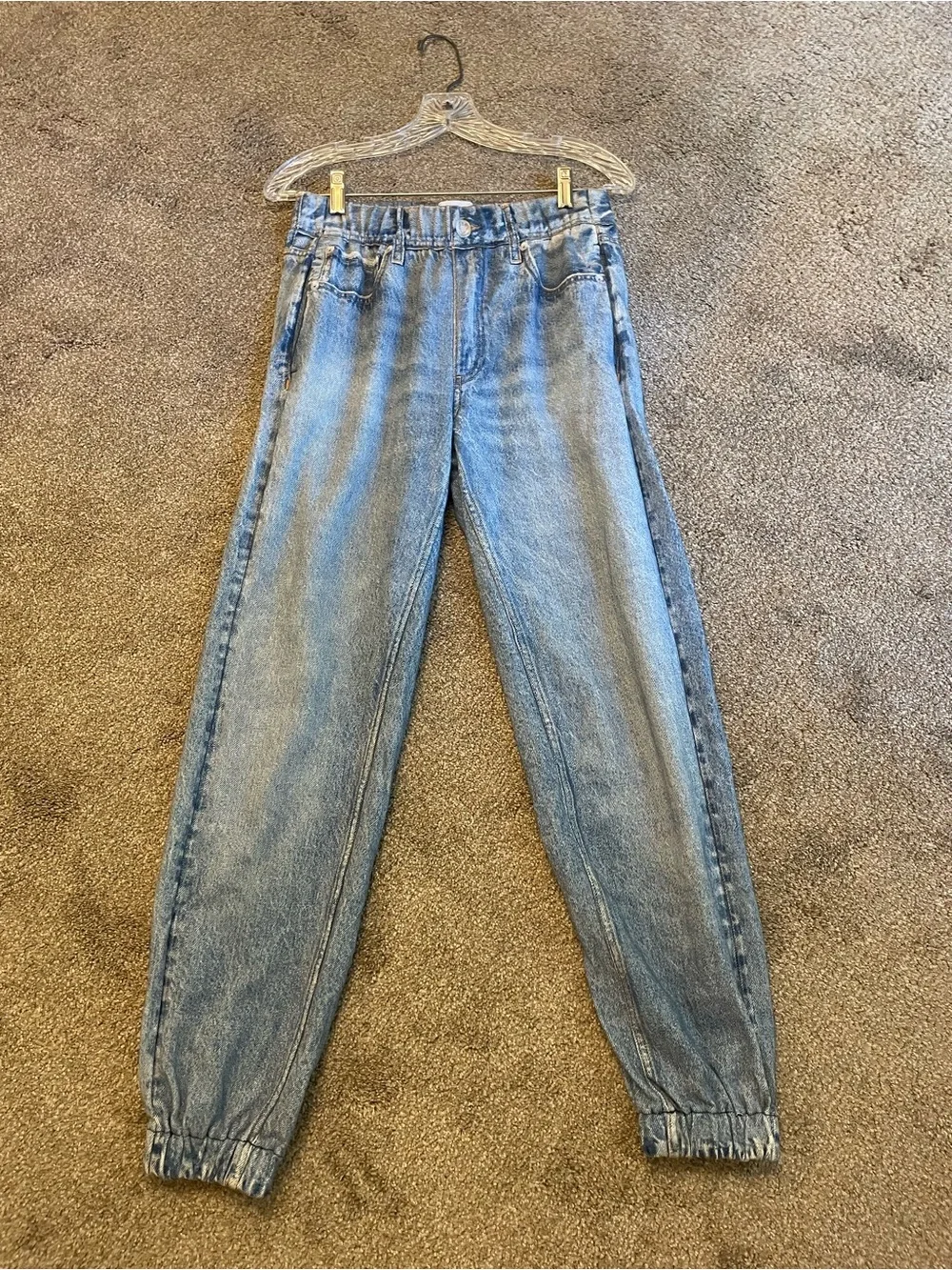 rag & bone rb Miramar Light Blue Relaxed Denim Print Joggers Cotton Terry Sz:S
